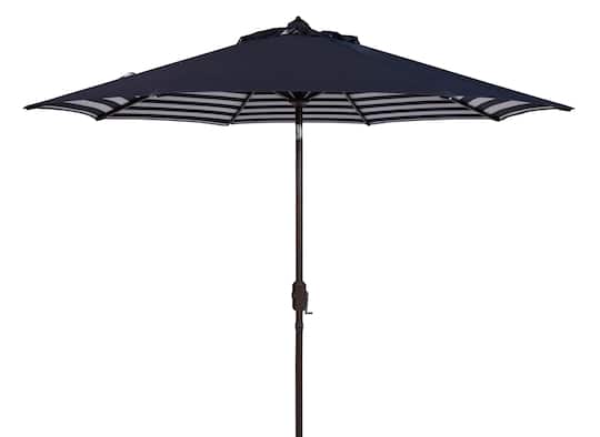 Tiana 9Ft Crank Umbrella in Navy &#x26; White